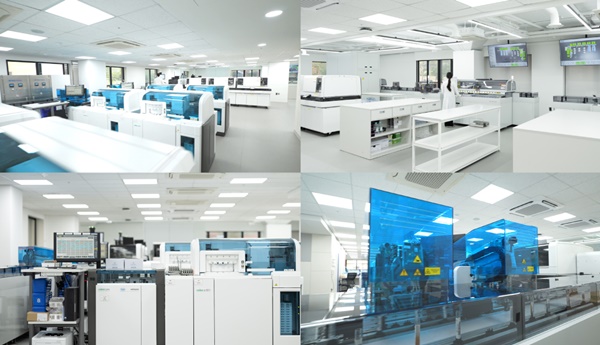 ▲ 검사실 자동화 시스템 구축이 완료된 KMI한국의학연구소 중앙분석센터 모습.