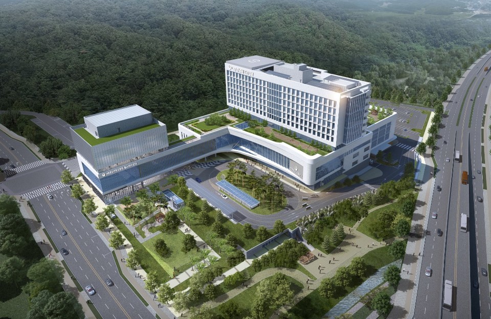 ▲ 세종시 첫 종합병원인 세종충남대학교병원의 개원이 코로나19 여파로 예정보다 한 달 가량 연기됐다. 사진은 세종충남대병원 조감도.