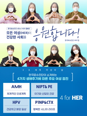 ▲ 한국로슈진단은 여성이 건강한 사회를 응원하는 ‘4(For) HER 캠페인’을 전개, 여성의 주체적인 삶을 뒷받침하기 위해 꼭 필요한 4가지 생애주기에 따른 주요 여성검진을 소개했다.