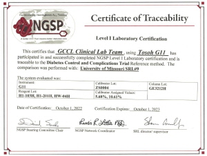 ▲ 지씨씨엘(Global Clinical Central Lab)이 국제당화혈색소측정표준화프로그램(National Glycohemoglobin Standardization Program, NGSP) Level 1 인증을 획득했다.
