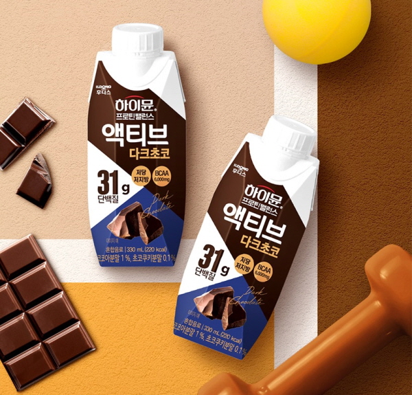 ▲ 일동후디스가 하이뮨 프로틴 밸런스 액티브(하이뮨 액티브)’의 신규 라인업으로 ‘하이뮨 액티브 다크초코’를 출시했다