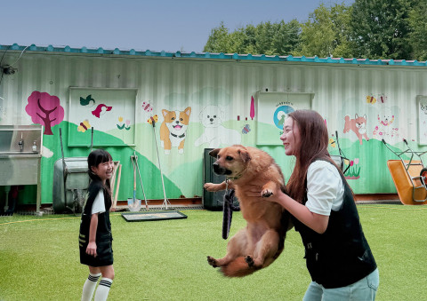 ▲ 녹십자수의약품 ‘가치그린봉사단’은 지난 17일 경기도 용인시에 위치한 동물보호단체 ‘행강’을 찾아 유기동물 산책봉사 활동을 진행했다고 밝혔다.