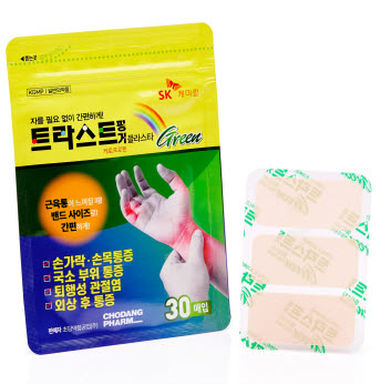 ▲ SK케미칼은 온라인몰(바로팜)과 도매 유통을 통해 판매해오던 소염진통제 ‘트라스트 핑거 플라스타 그린(GREEN)’을 초당약품을 통해 독점 유통ㆍ판매한다고 25일 밝혔다.