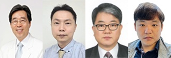 ▲ (왼쪽부터) 배상철 의학석좌교수, 김광우 교수, 김봉조 과장, 김영진 연구관.